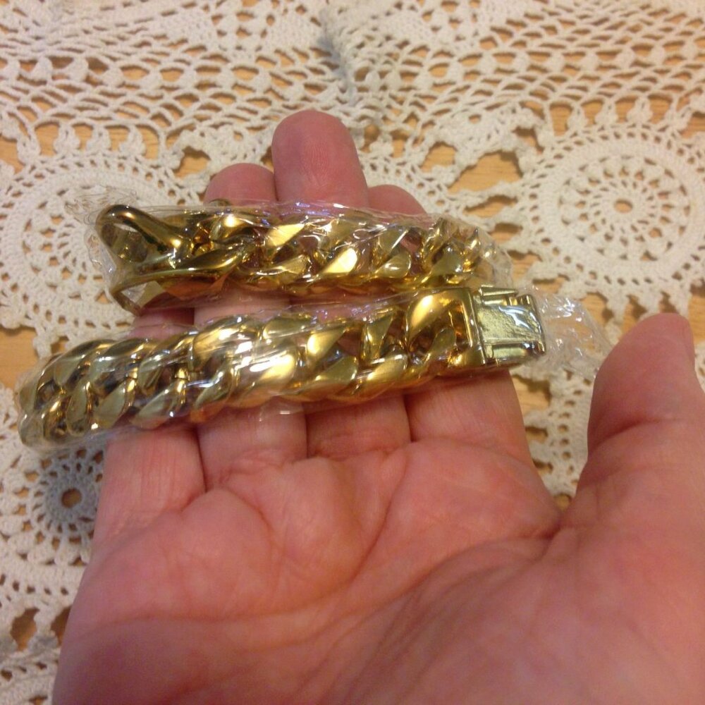 18K gold dog collar 12"